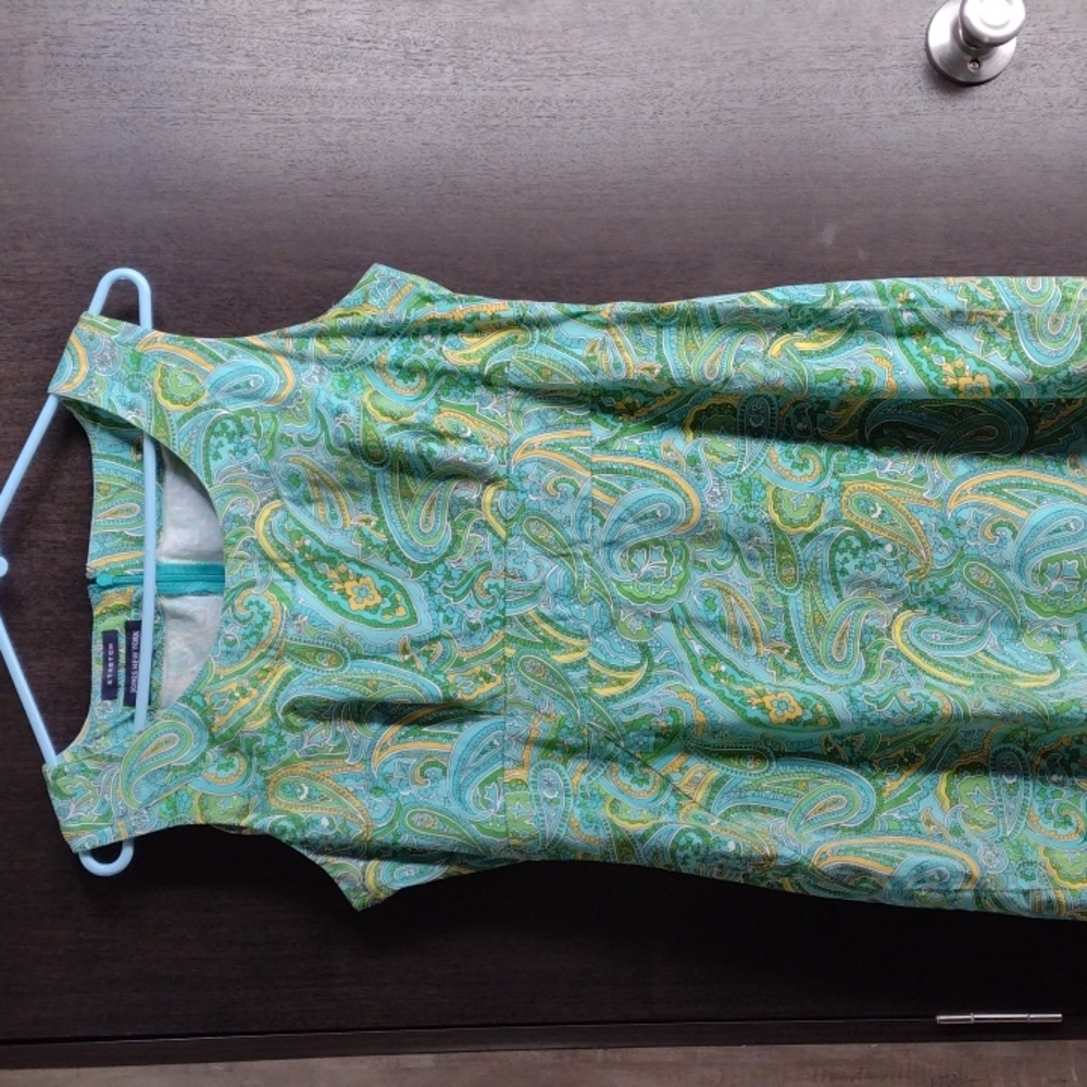 Jones NY Stretch Sleeveless Paisley Sheath Dress Size 8